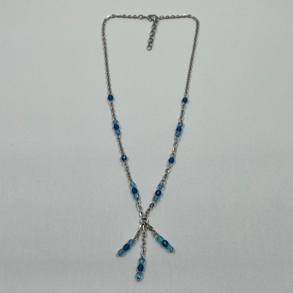 Silver Toned 18” Necklace with Blue Beading - Picture 4 of 4